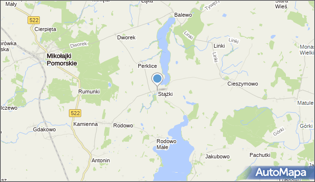 mapa Stążki, Stążki gmina Mikołajki Pomorskie na mapie Targeo
